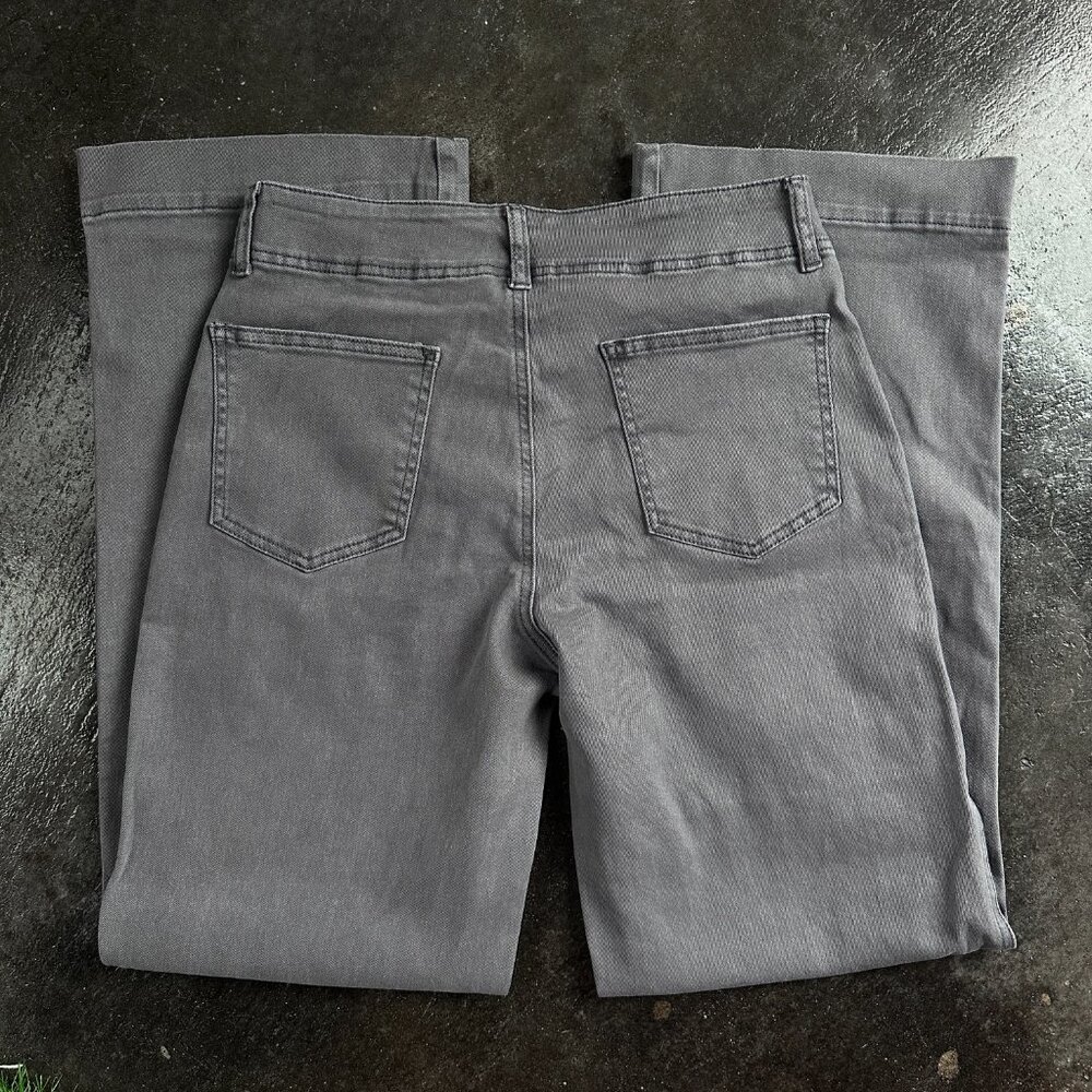 NWT Flamingo Cotton Wide Leg Mid Rise Grey Pants Chinos Classic Minimalist - M - Picture 2 of 5
